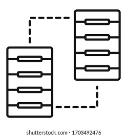 Server-Kommunikationssymbol. Umrisssymbol für die Vektorillustration von Serverkommunikation, isoliert auf weißem Hintergrund
