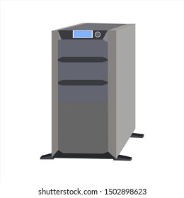 A server is a computer or system that provides resources, data, services, or programs to other computers, known as clients, over a network. Isolated icon vector illustration.