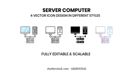 Server Computer Vector illustration icons in different style
