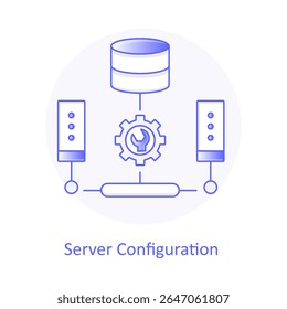 Ícone de configuração de servidor, servidor de dados, configuração de nuvem, infraestrutura de servidor, ícone de servidor técnico, back-end em nuvem, ícone de hospedagem
