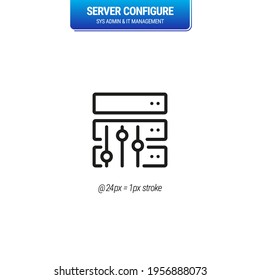 Server Configuration and Set Up Icon. IT Infrastructure and Data Management Symbol. Local Network and Sys Admin control. - Mono - Vector