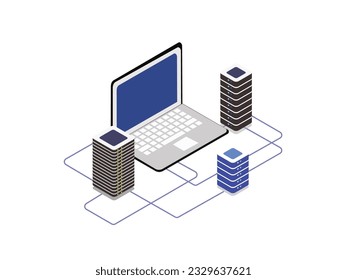 server connection concept vector isometric elements