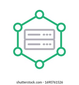 icono de línea de color vectorial de conexión de servidor 