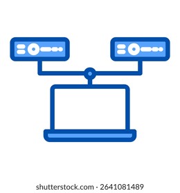 Server control blue color icon. Simple vector icon design in blue color style. Editable vector format