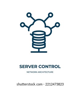 Server control icon. Linear vector illustration from network architecture collection. Outline server control icon vector. Thin line symbol for use on web and mobile apps, logo, print media.
