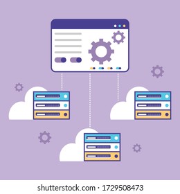 Server control panel, hosting software vector illustration. Manage server with control panel