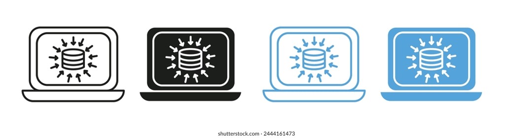 Server Data Aggregation Icons for Cloud Computing and Network Analysis in Big Data Centers