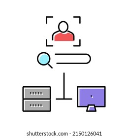 server data base for storage face, online face id app color icon vector. server data base for storage face, online face id app sign. isolated symbol illustration