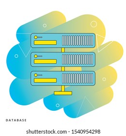 Server data center design flat. Internet network technology and information cloud for storage