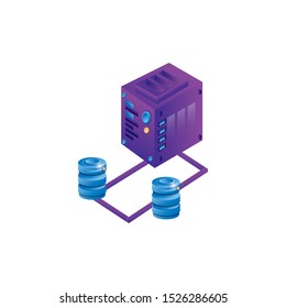server data center with disks servers vector illustration design