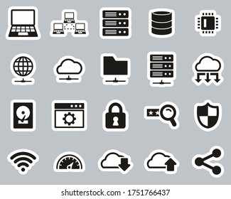 Server & Data Center Icons Black & White Sticker Set Big