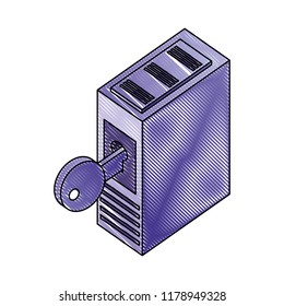 server data center with key isometric icon
