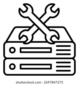 Iconos de mantenimiento o reparación de servidores y centros de datos