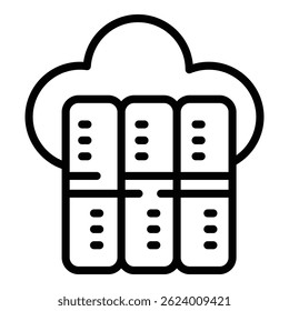 Server data cloud icon. Outline Server data cloud vector icon for web design isolated on white background