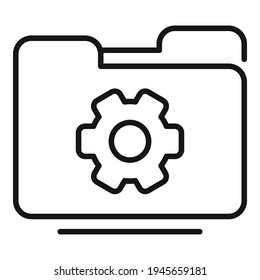 Server data folder icon. Outline Server data folder vector icon for web design isolated on white background