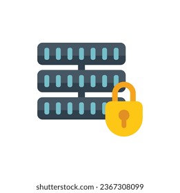 Server data icon flat vector. Privacy protect. Personal safe isolated