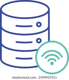Server Data outline dual color vector illustration icon design