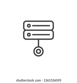 Server data racks line icon. linear style sign for mobile concept and web design. Computer database storage outline vector icon. Symbol, logo illustration. Pixel perfect vector graphics