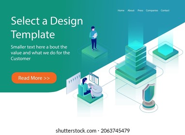 Server data security control in isometric illustration