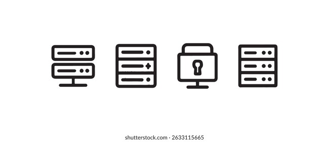 Server and data security icon set Vector
