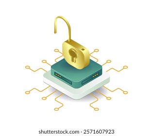 Server data security lock symbol