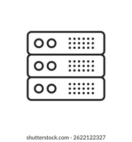 Server or data storage icon representing multiple servers or storage units suitable for digital infrastructure, cloud storage, or data center concepts.