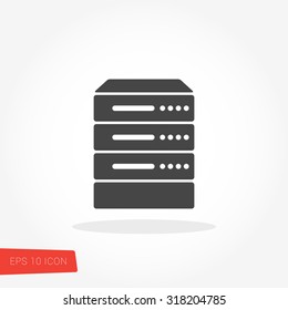 Server, Data, Web Hosting Isolated Flat Web Mobile Icon / Vector / Sign / Symbol / Button / Element / Silhouette