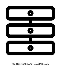 Server Database Computing flat minimal outline icon representing data management, cloud systems, and modern digital infrastructure design