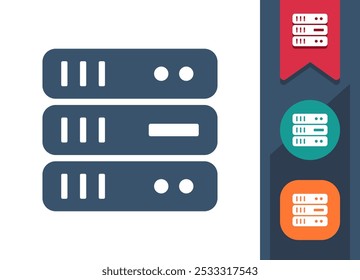 Servidor, Banco De Dados, Ícone De Armazenamento De Dados. Profissional, ícone pixel perfeito. Formato EPS 10.