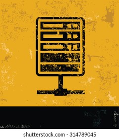 Server and database design on grunge yellow background, grunge vector