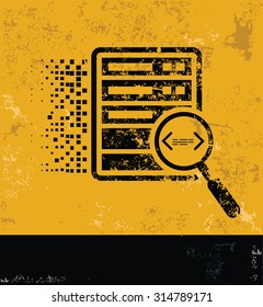 Server and database design on grunge yellow background, grunge vector