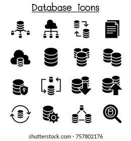Server, Database, Hosting, Sharing, Cloud computing icon set 