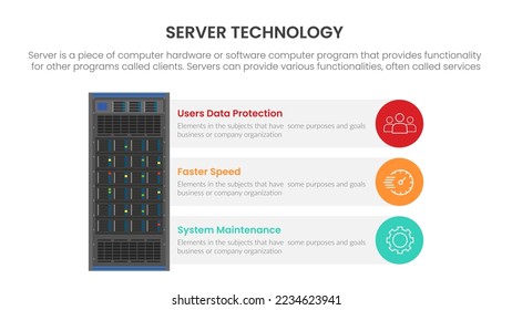 server database infographic concept for slide presentation with 3 point list