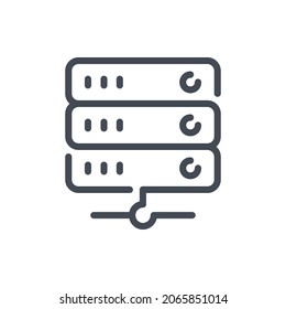 Server and database line icon. Datacenter hardware vector outline sign.