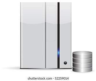 Server database, minimalist, isolated on white background