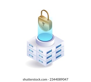 Server database security isometric illustration