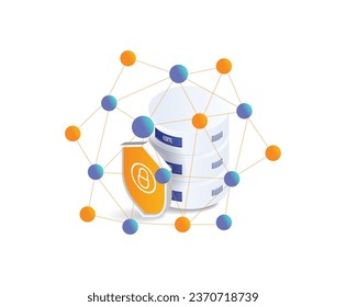Server database security network flat illustration concept