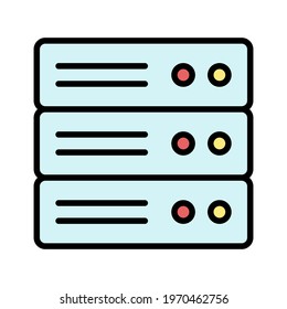 Server, database, storage icon vector image. Can also be used for network and data sharing. Suitable for use on web apps, mobile apps and print media.