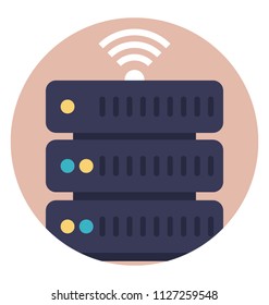 A server database with wifi signals representing server wifi access