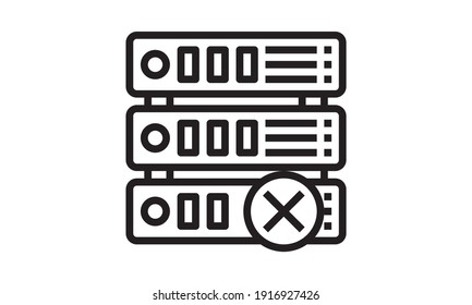 Server delete  line icon Vector flat Icon. Elements for mobile concept and web apps. Thin line icons for website design and development, app development. Premium pack.