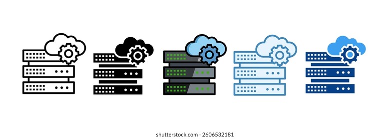 Server Deployment Icon Set Multiple Style Collection