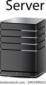 Server device illustration in black color