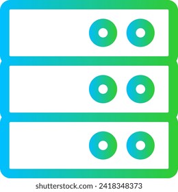 Server devices icon with blue and green gradient outline style. network, server, connection, technology, computer, internet, information. Vector Illustration