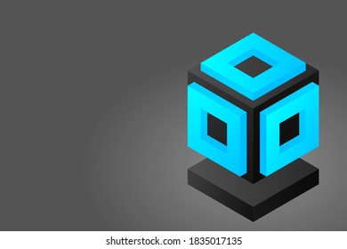 Server. Digital space. Data storage. Data center. Big Date. Conceptual illustration, data flow. Isometric vector illustration. 3D