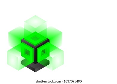 Server. Digital space. Data storage. Data center. Big Date. Conceptual illustration, data flow. Isometric vector illustration. 3D