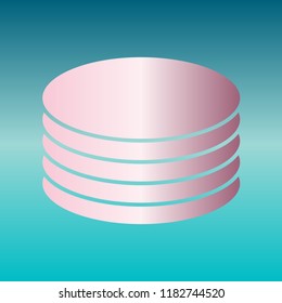 Server, disks icon. Vector. Pink bronze gradient icon at turquoise gradient background.