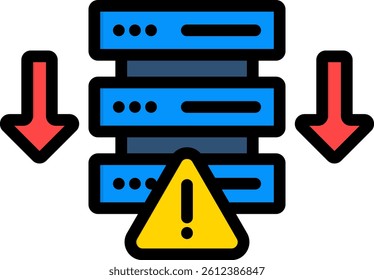 Server Down Icon Lineal Color Vector Illustration