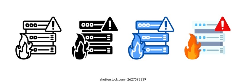 Server down icon set bundle. Multi style icon collection perfect for websites, apps, and presentations. Simple vector icon collection