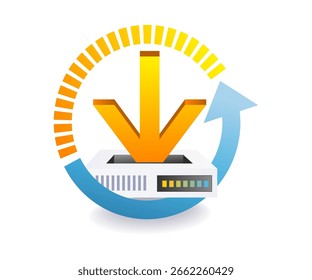 Concepto de ilustración de velocidad de datos de Descarga de servidor