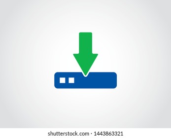 Server Drive Download File Folder Document Cloud Computing Icon Filled Blue Green
